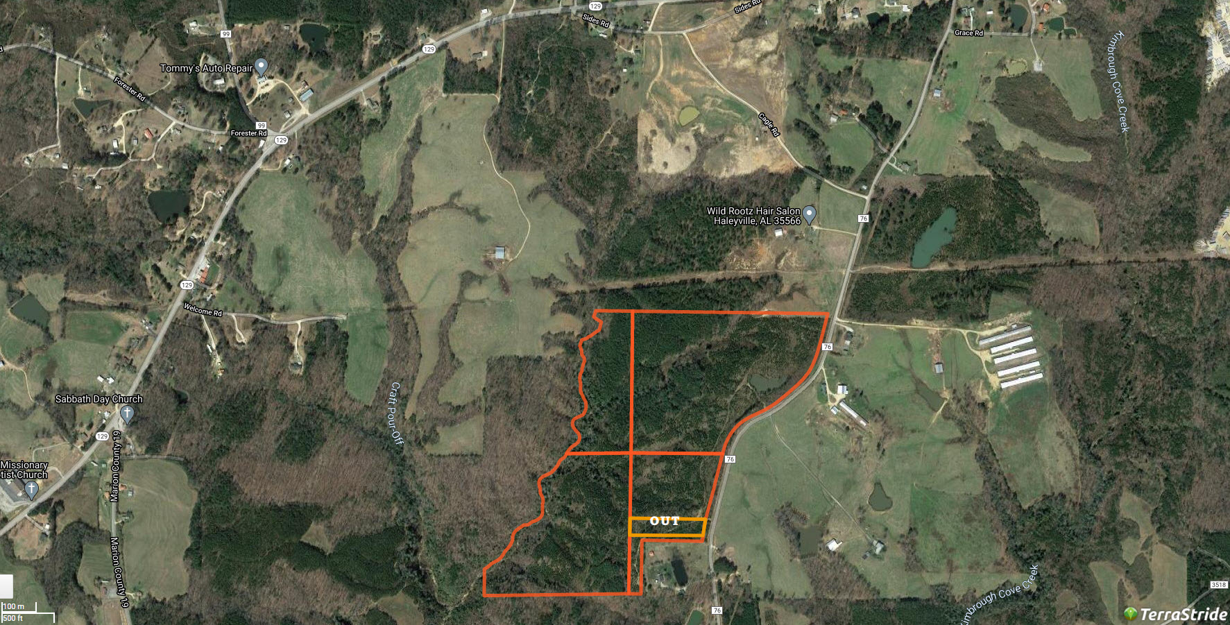 Marion County Property For Sale - Property Marked on Satellite Map